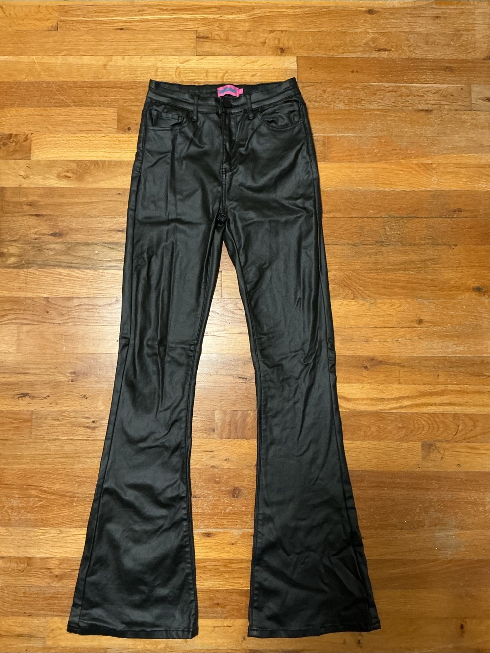 EDIKTED Luna Faux Leather Flare Pants Womens Jeans
